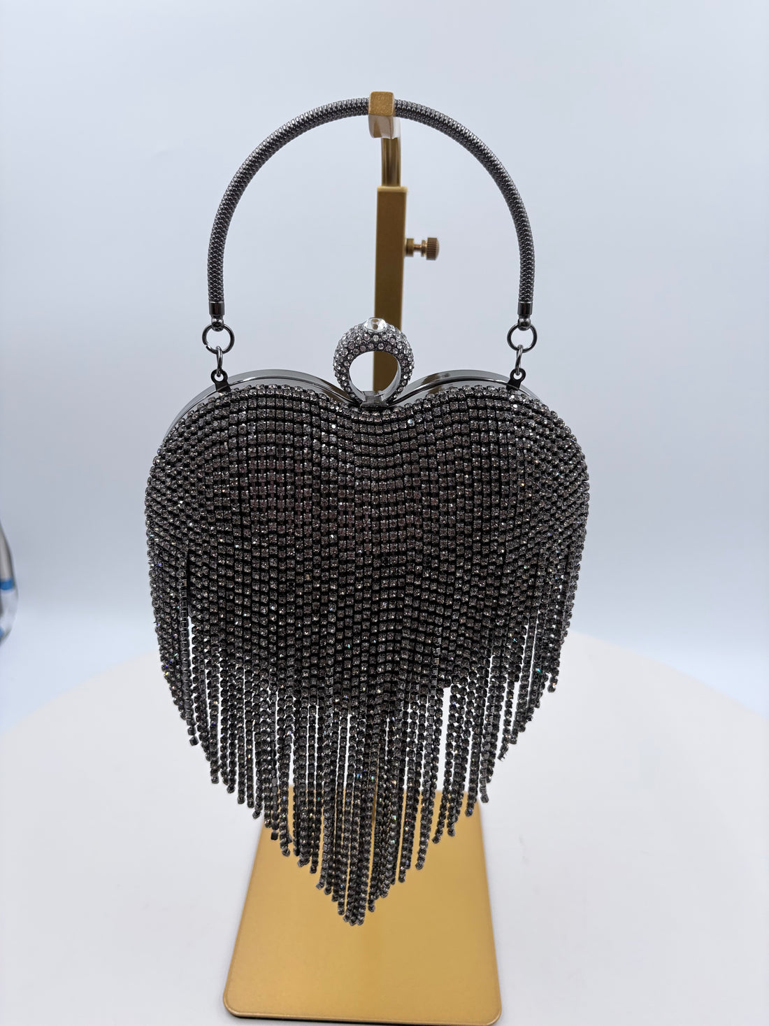 Unbranded Heart Shaped purse with sparkly stone fringe handbag/crossbody