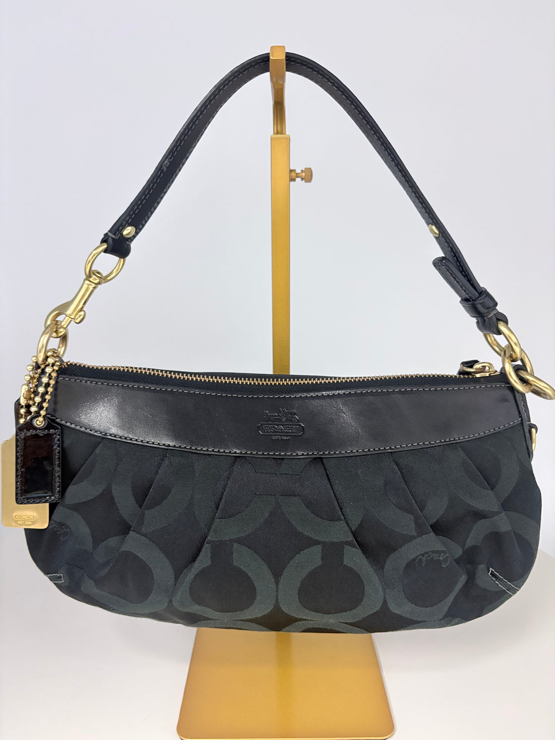 Coach Madison Op Art Small Hobo Black Jacquard Leather Y2K