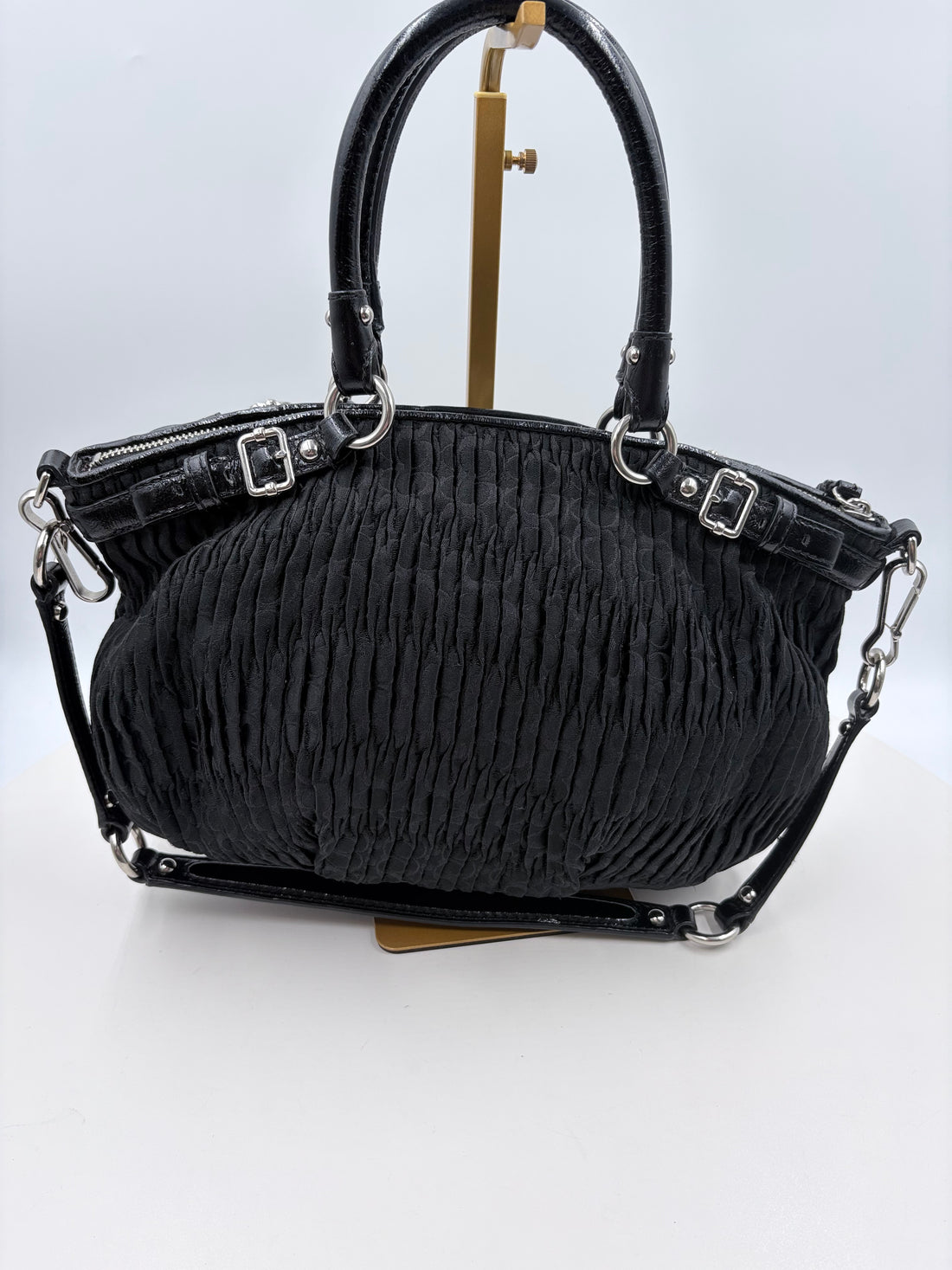 Coach Madison pleated Black Handbag with extra strap