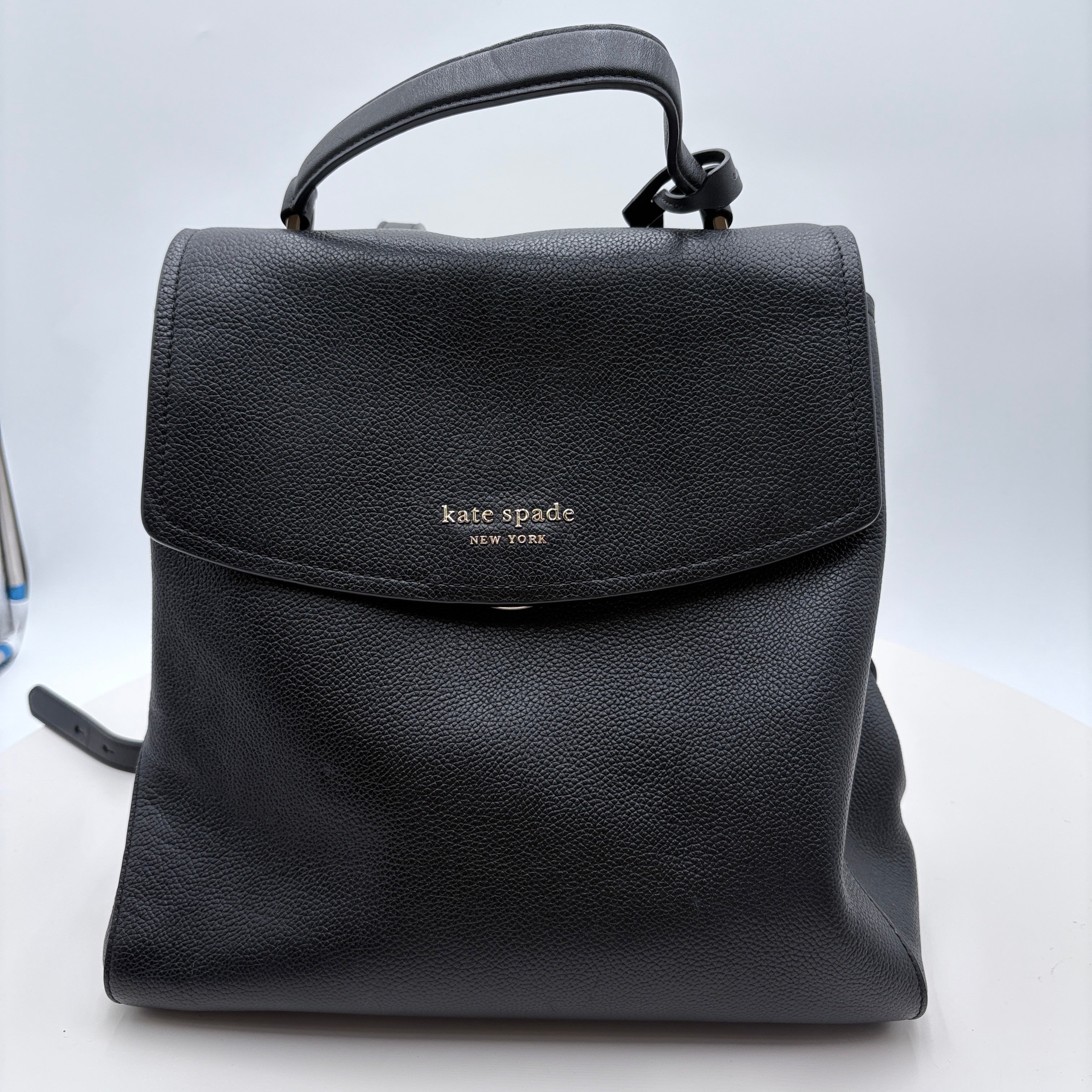 Kate Spade Black Pebble Leather Backpack