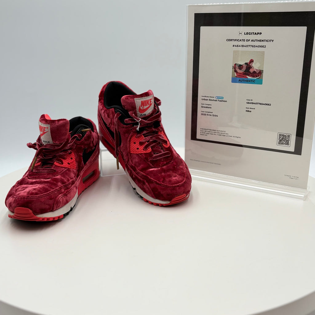 Authenticated Nike Air Max 90, infrared red sneakers
