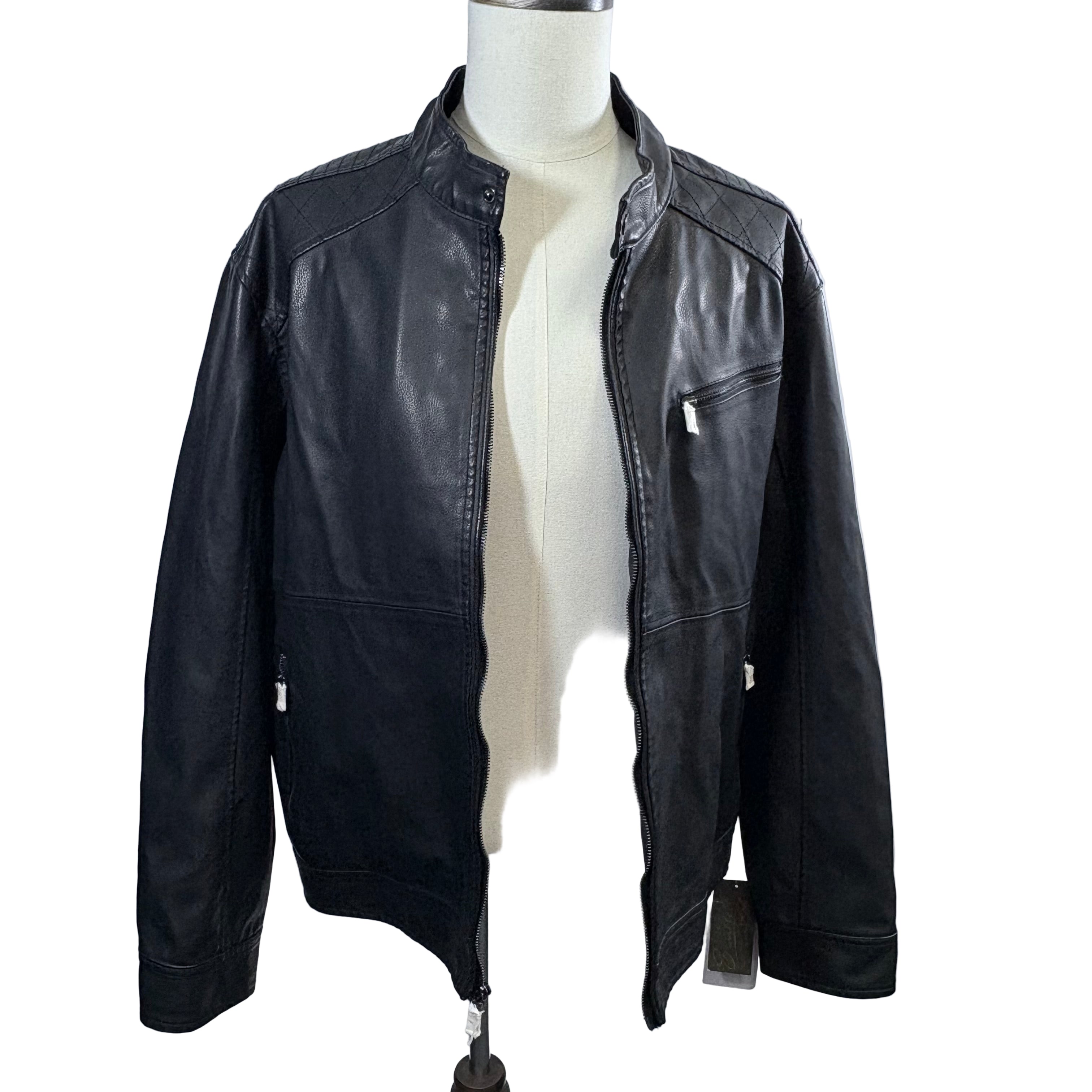 Excelled Faux leather jacket with removable hoodie NWT, size extra large