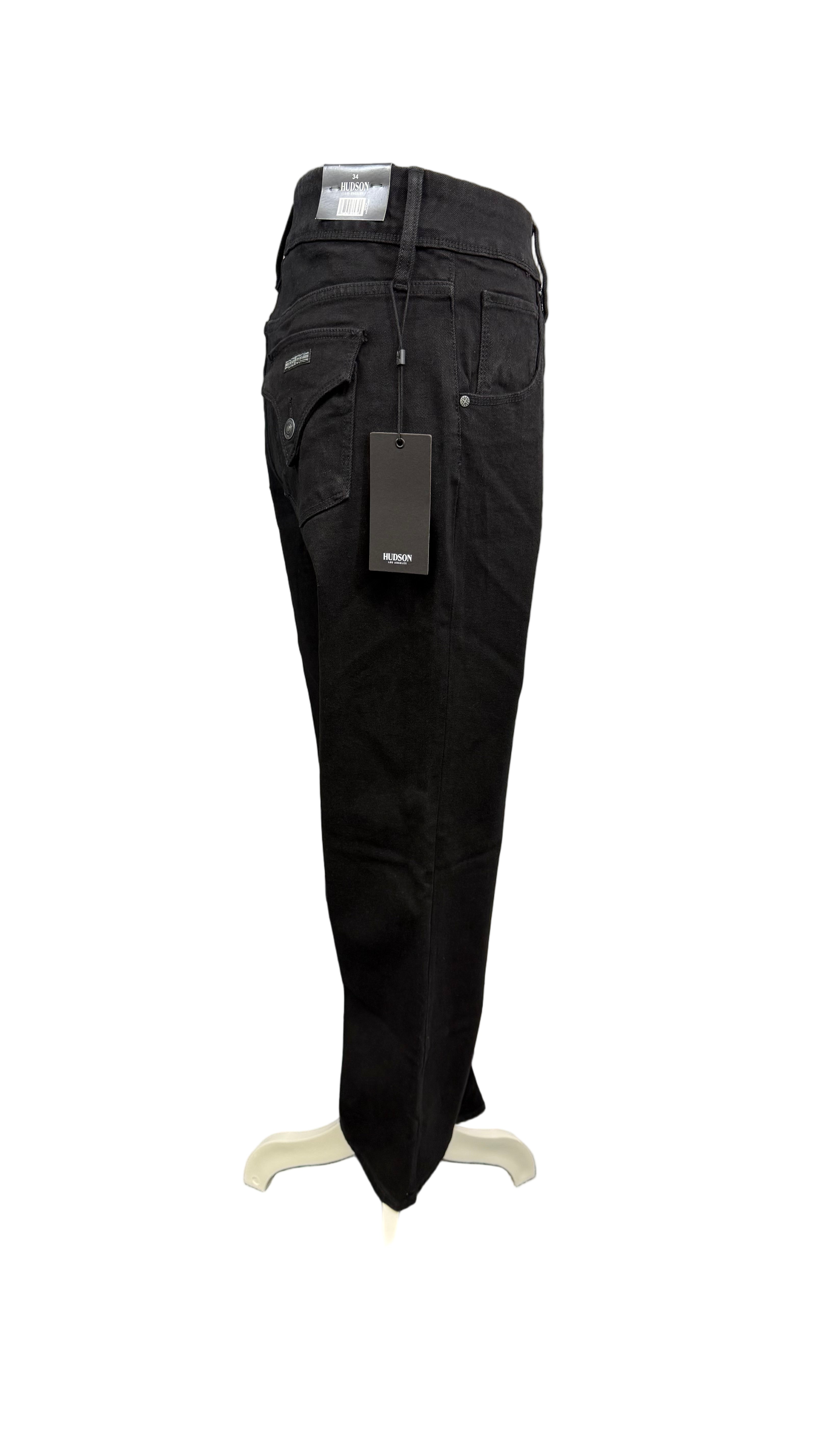 Hudson Los Angeles Black Straight leg jeans NWT, size 14, waist 34"