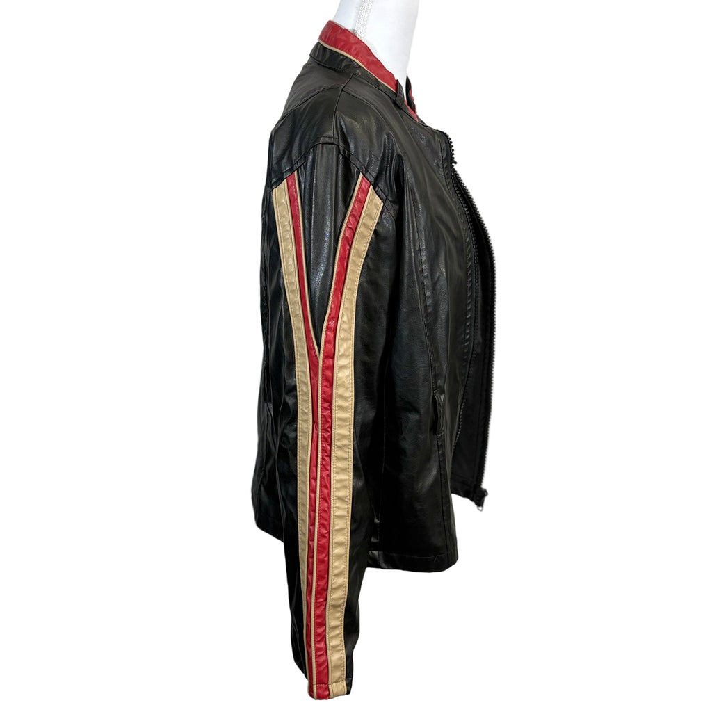 575 vintage style racer faux leather woman's jacket, size medium