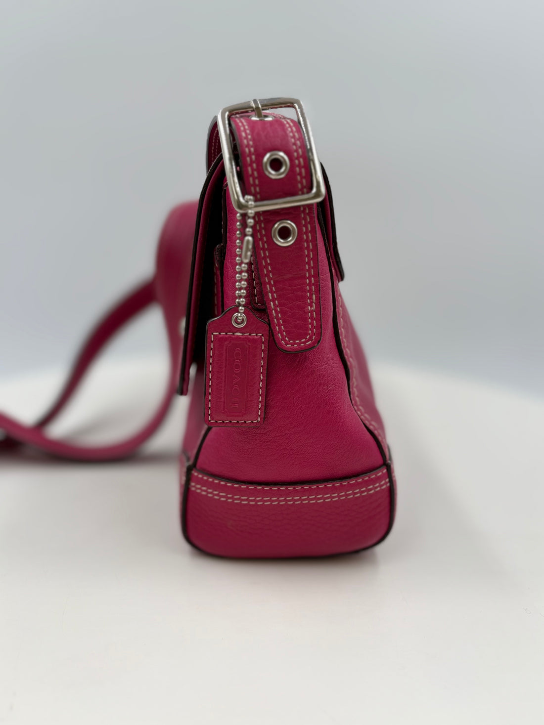 Authenticated Coach Cross Body Purse, Purple/Maroon