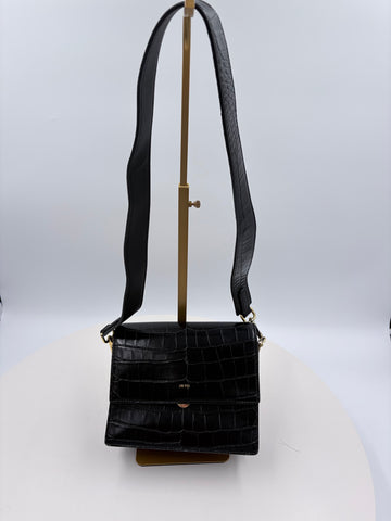 JW Pei Black alligator print crossbody purse