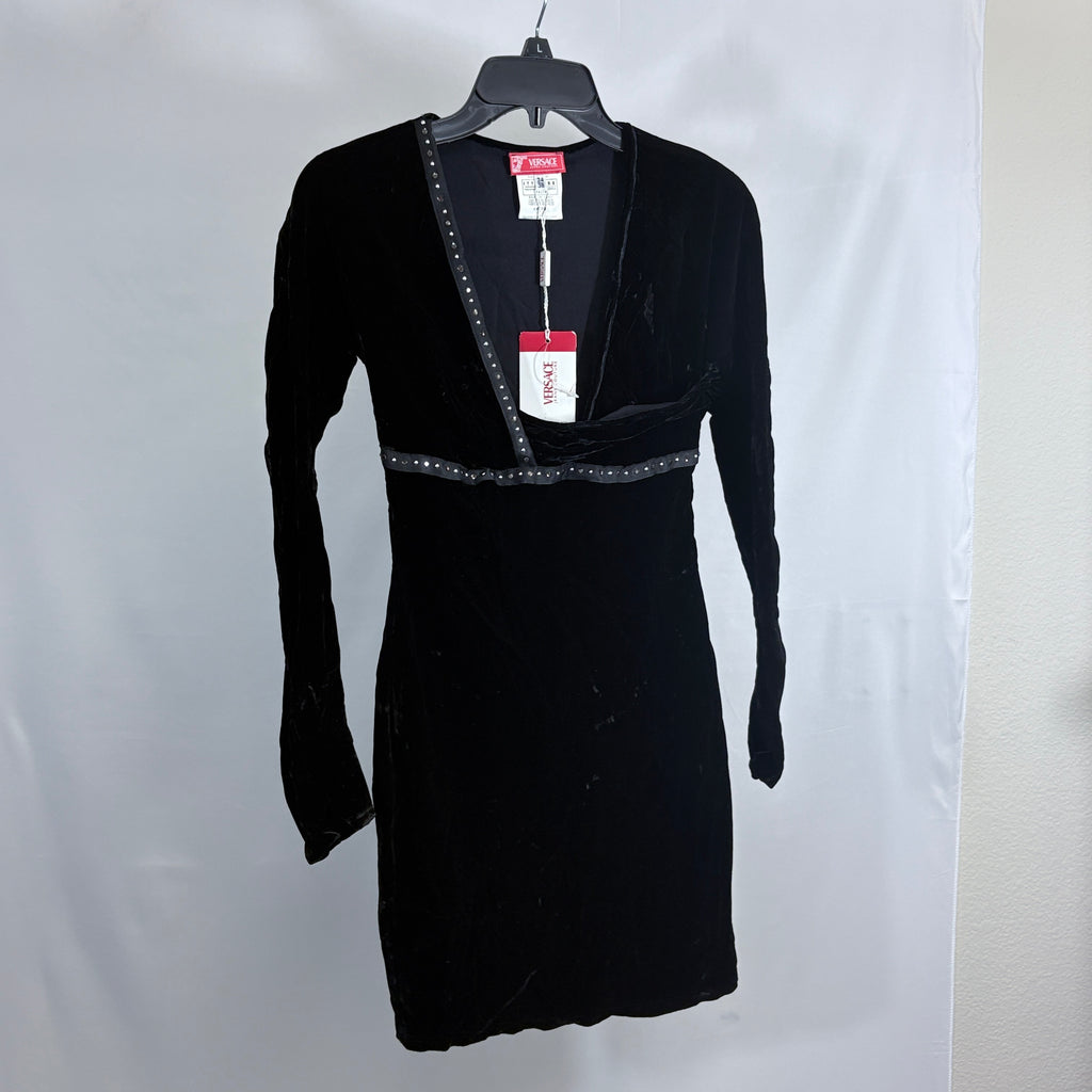 Authenticated Versace Black velvet dress, size extra small