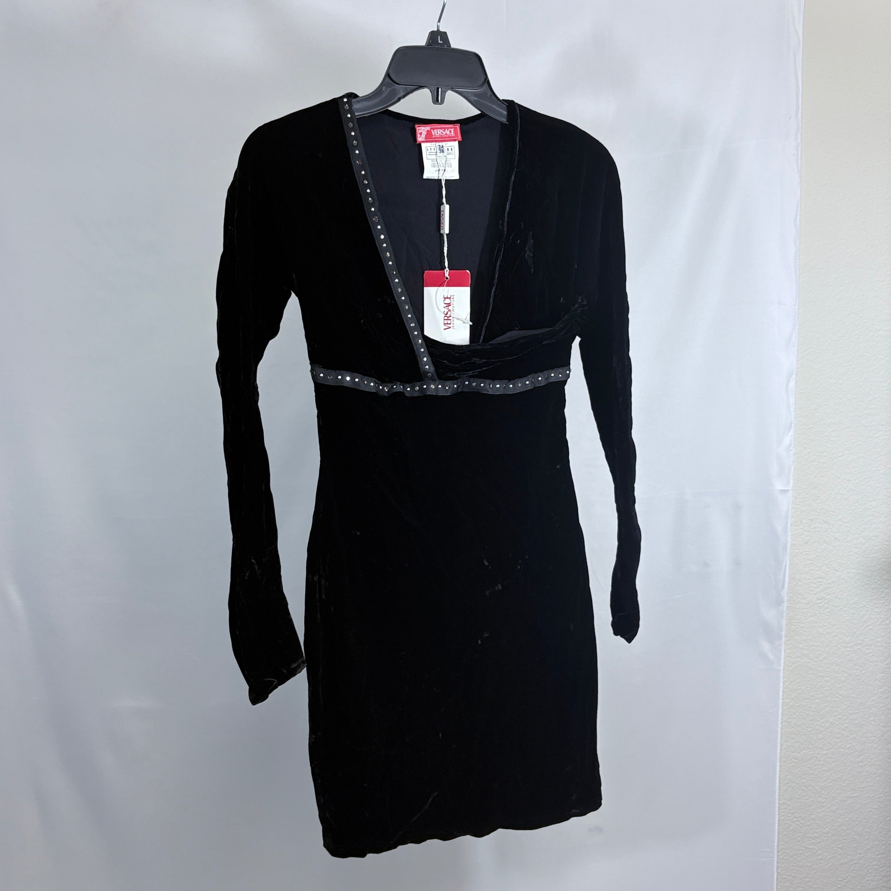 Authenticated Versace Black velvet dress, size extra small