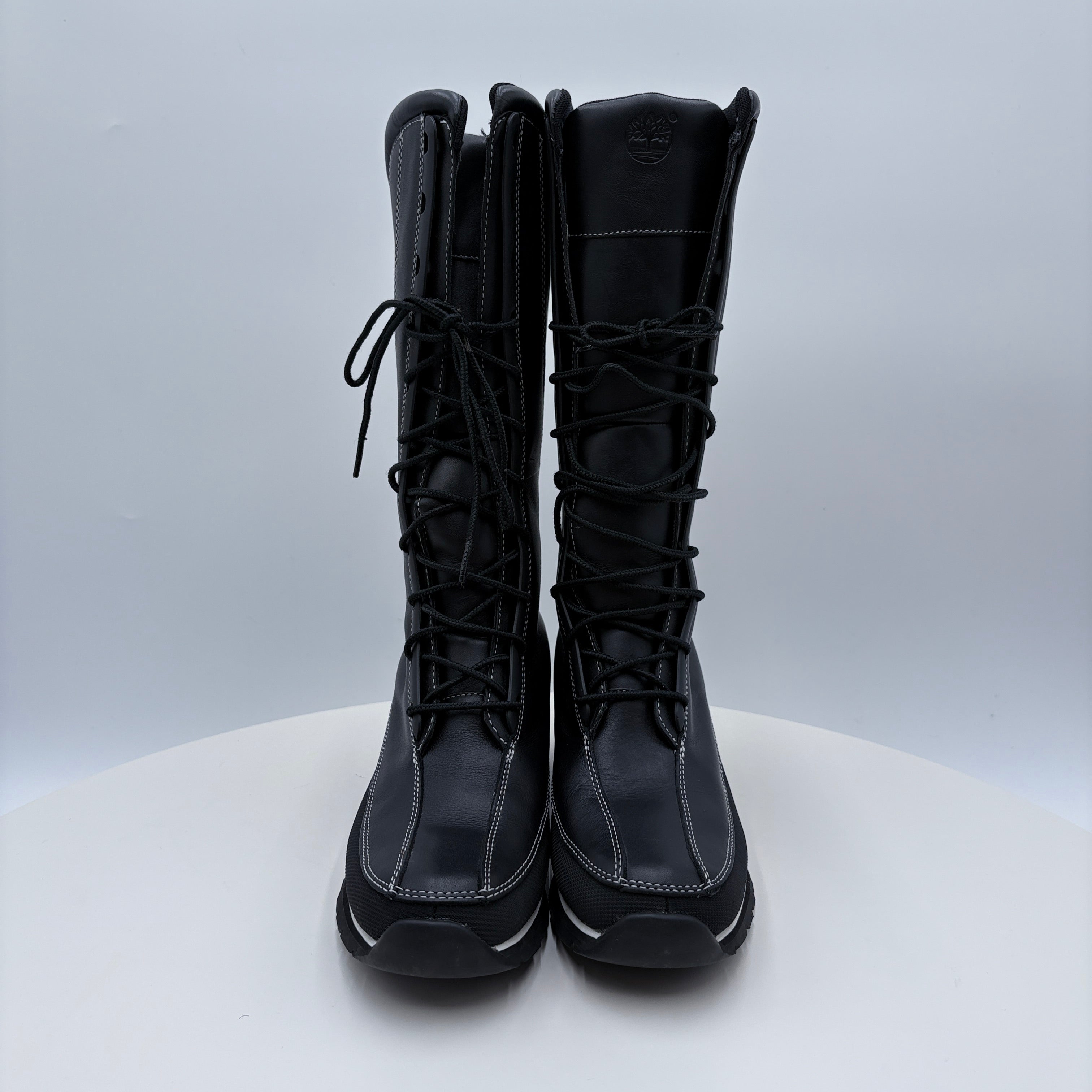 Timberland Black with White stitching women's dress boots