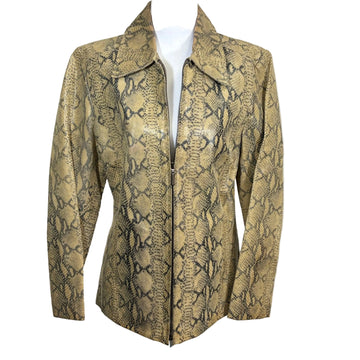 Jacauline Ferrar snakeskin print leather jacket, size small
