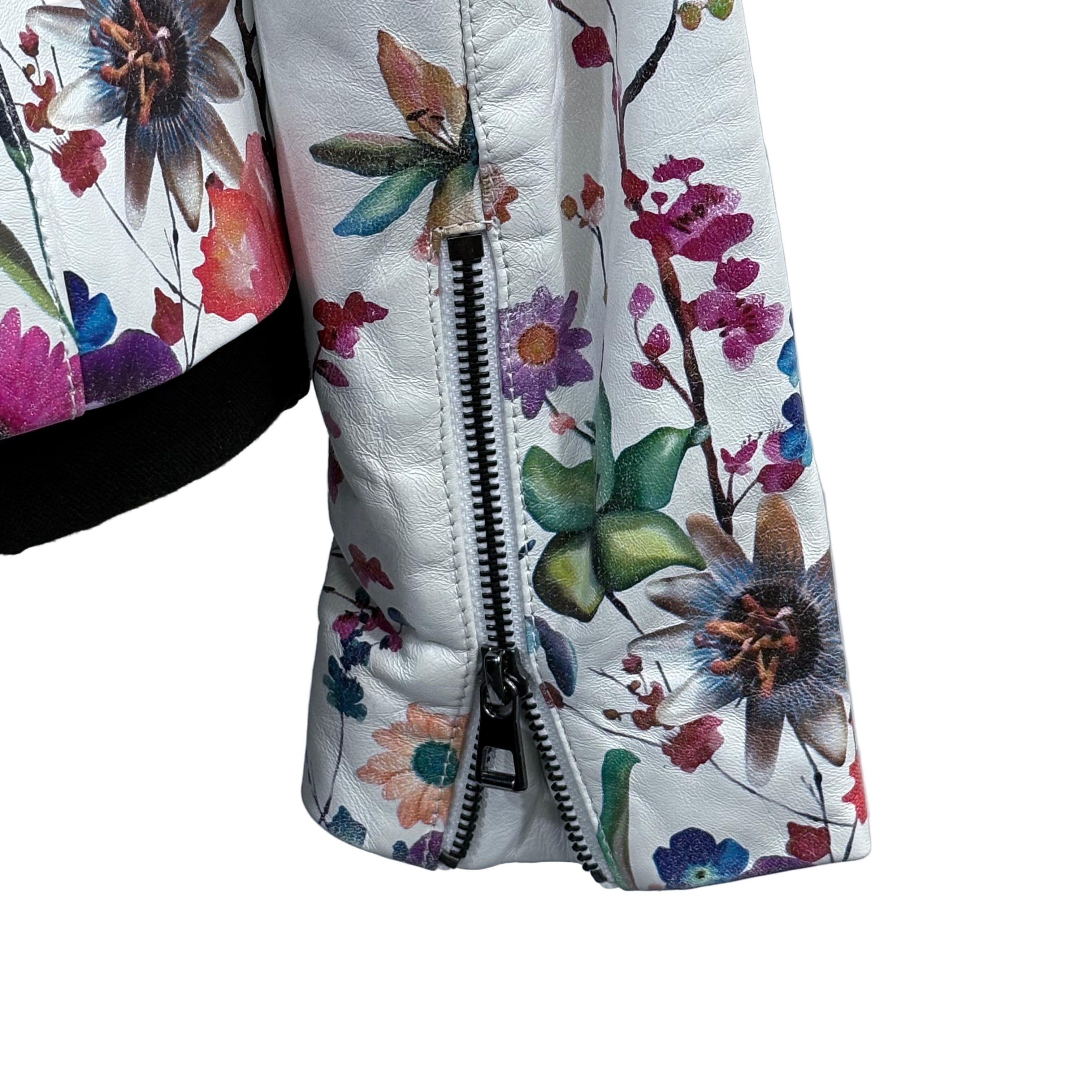 Overland lamb leather floral leather jacket, size medium