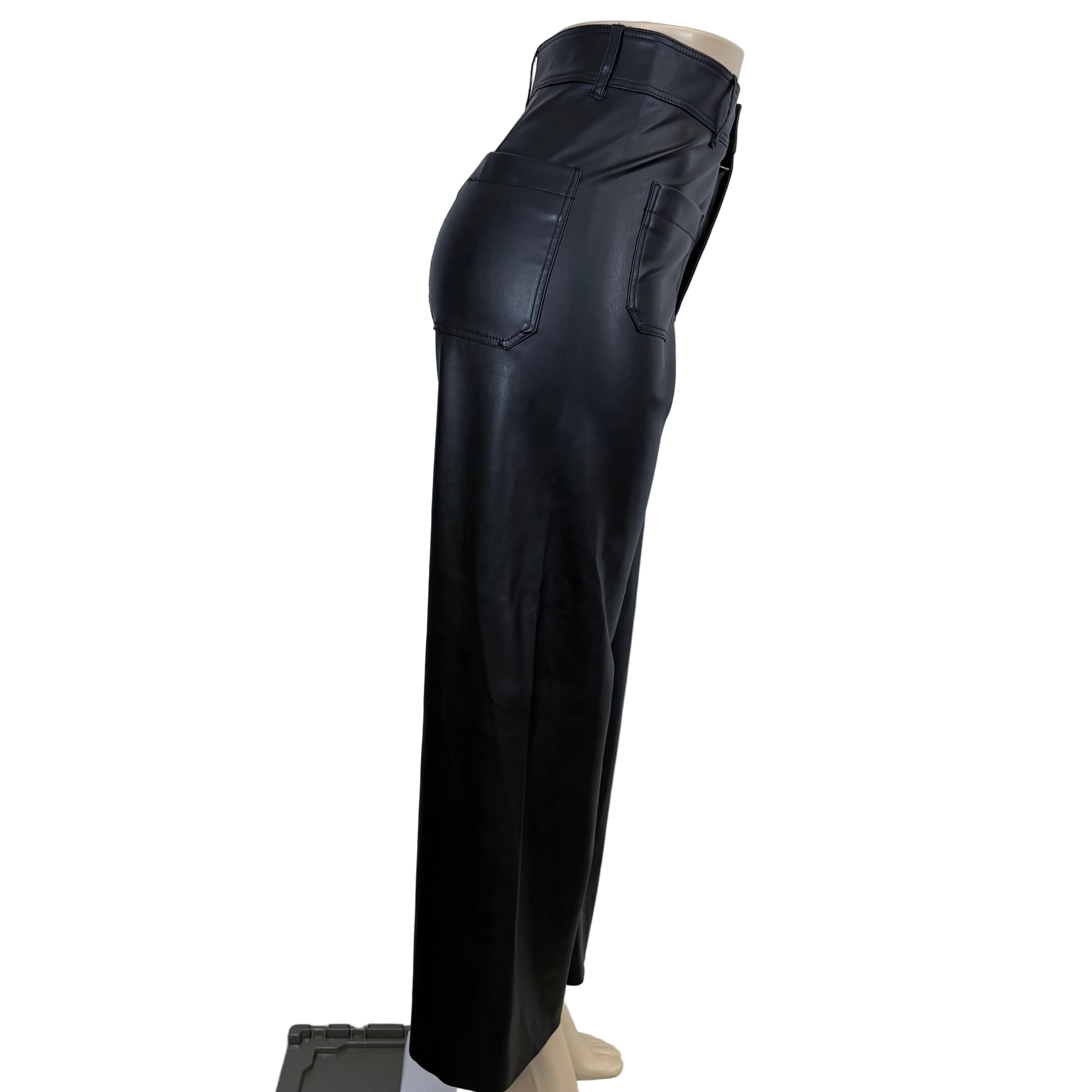 Zara wide leg faux leather pants, size 6