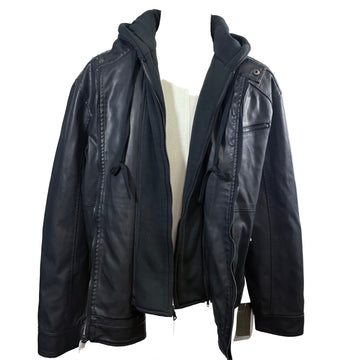 Excelled Faux leather jacket with removable hoodie NWT, size extra large