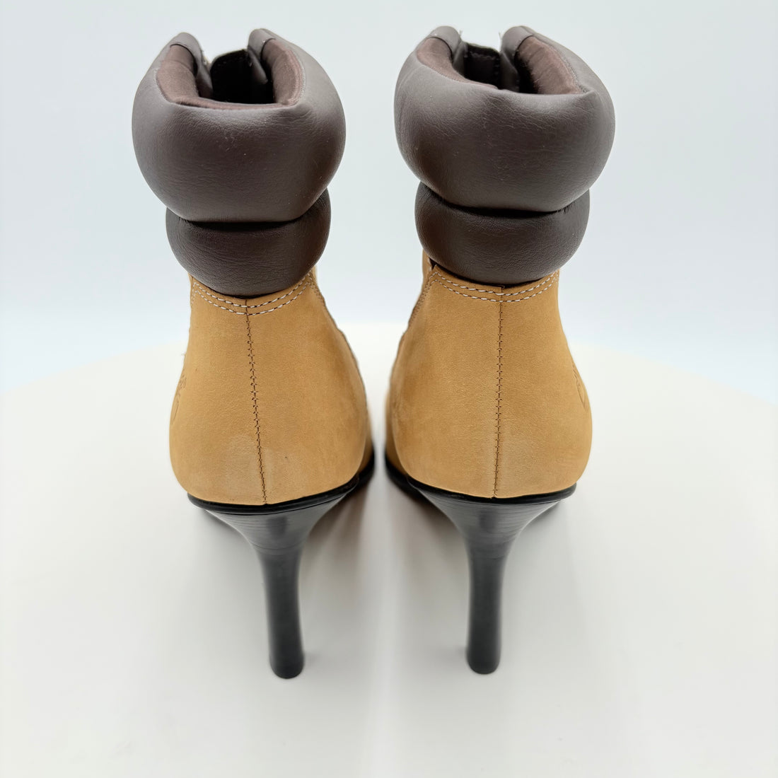 Timberland leather 3.75" heel boots, overall height 8"