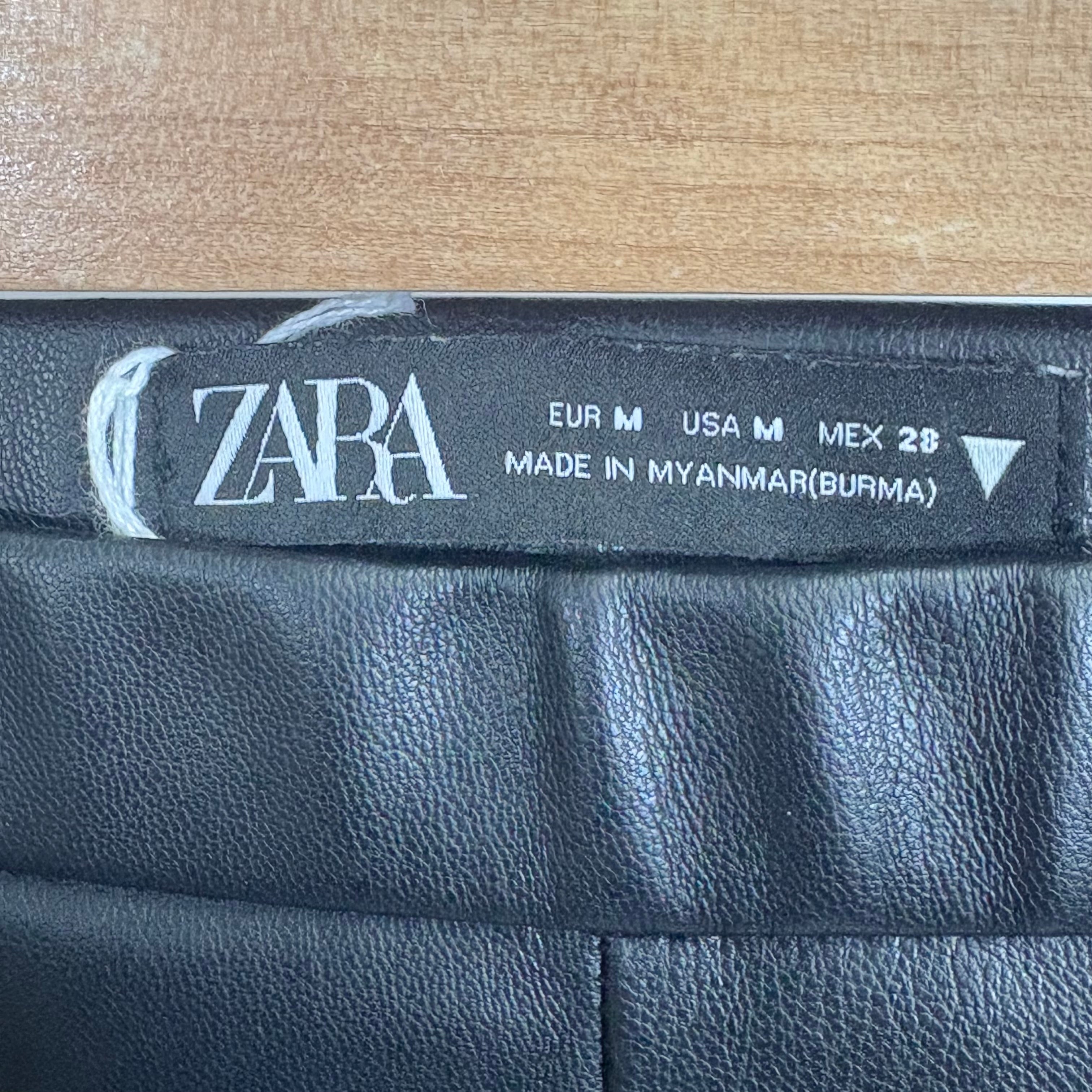 Zara skinny leg faux leather pants, size medium, waist 26"