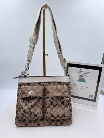 Authenticated Coach Signature Monogram crossbody purse