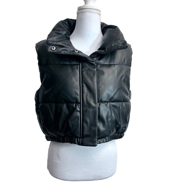 Zara Faux Leather Puffer Vest, size Small