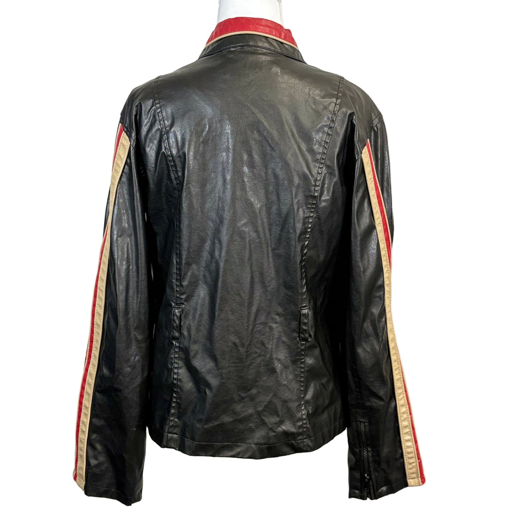 575 vintage style racer faux leather woman's jacket, size medium