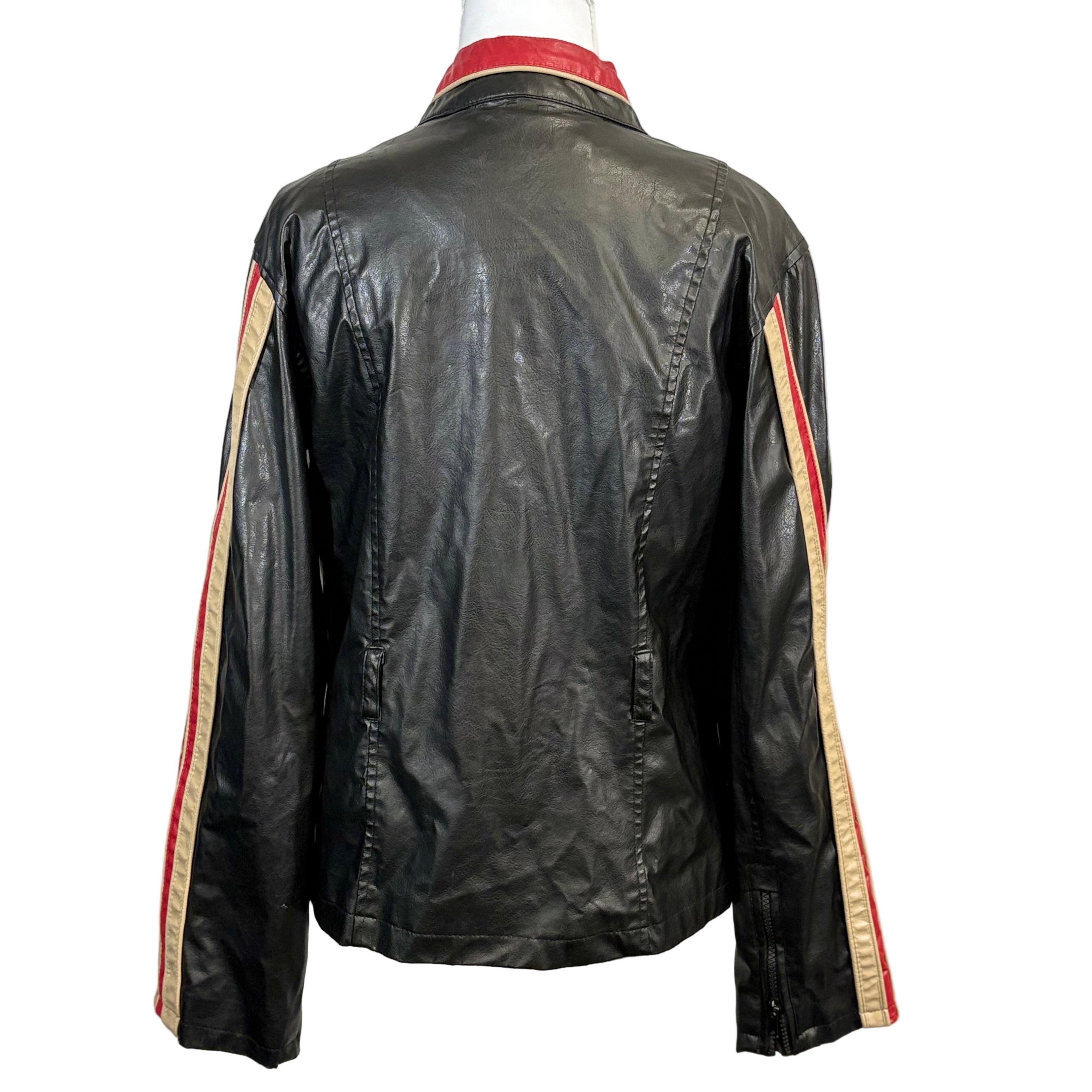 575 vintage style racer faux leather woman's jacket, size medium