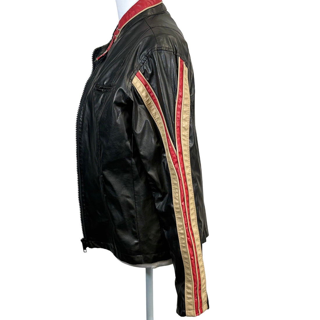 575 vintage style racer faux leather woman's jacket, size medium