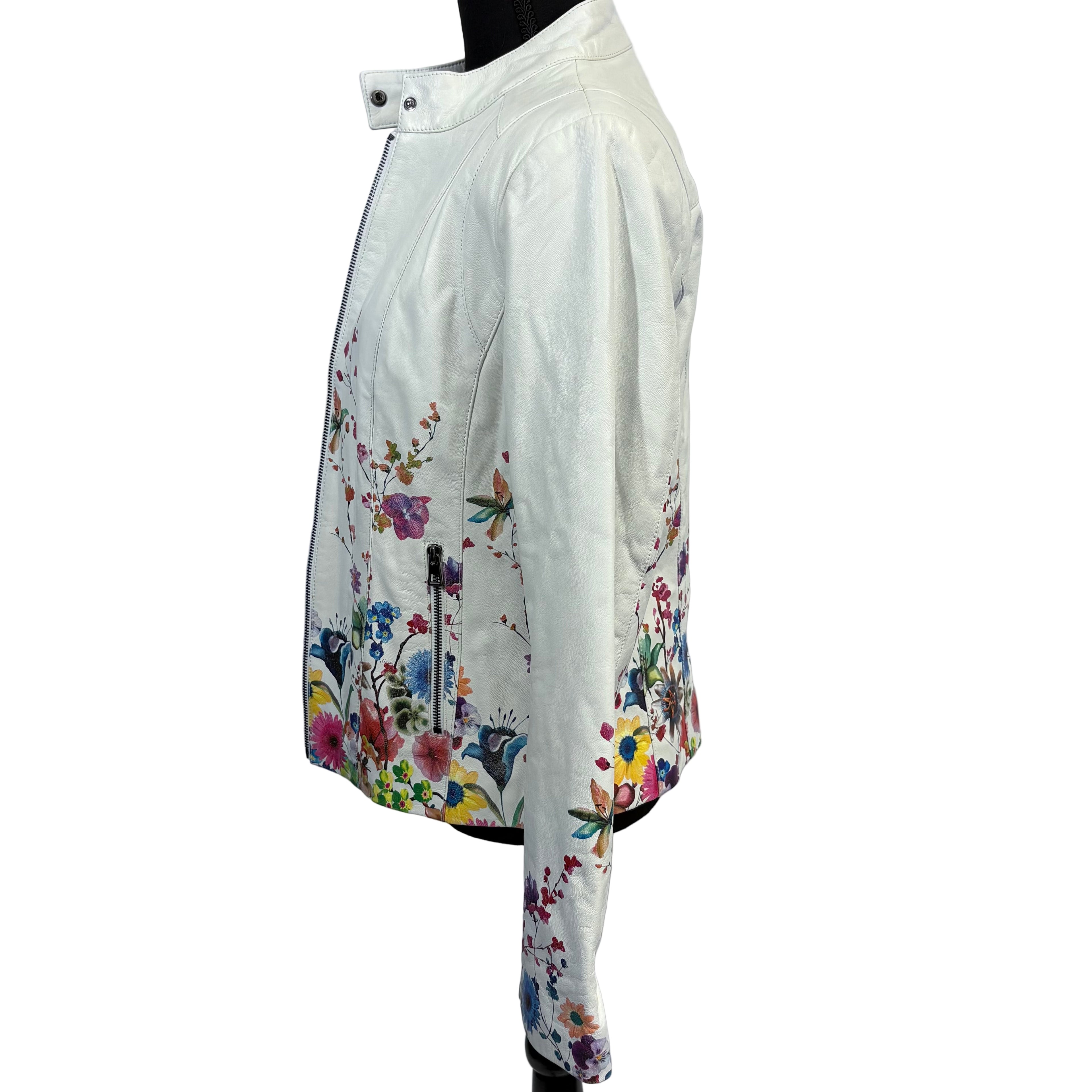 Overland lamb leather floral leather jacket, size medium