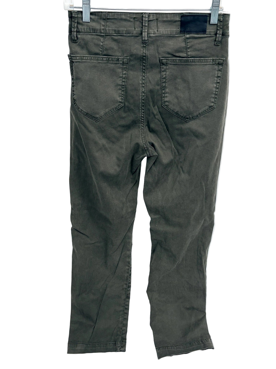 Paige olive green straight leg jeans