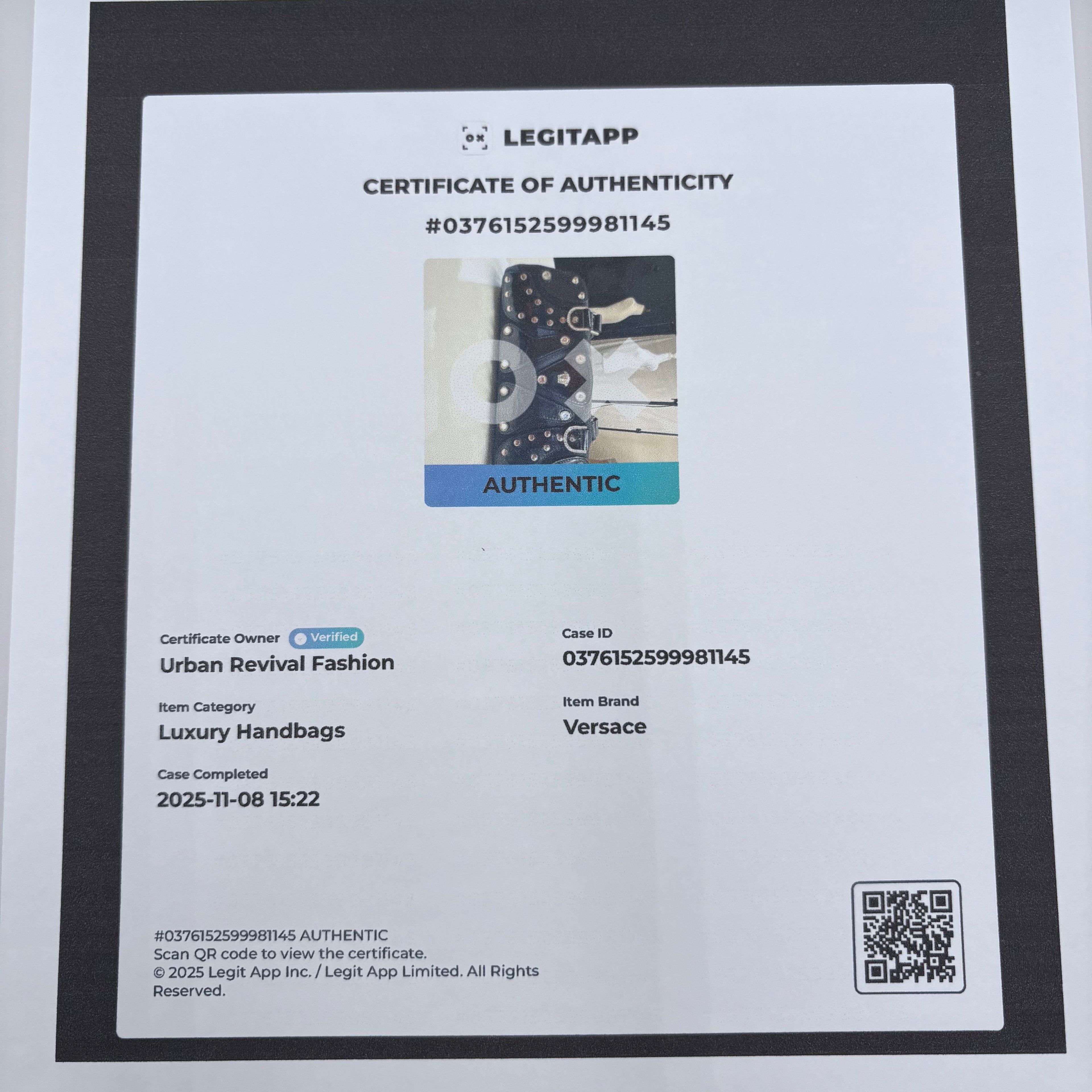 Authenticated Versace Handbag purse