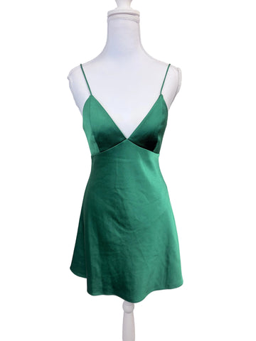Alice + Olivia green satin sleeveless dress, NWT