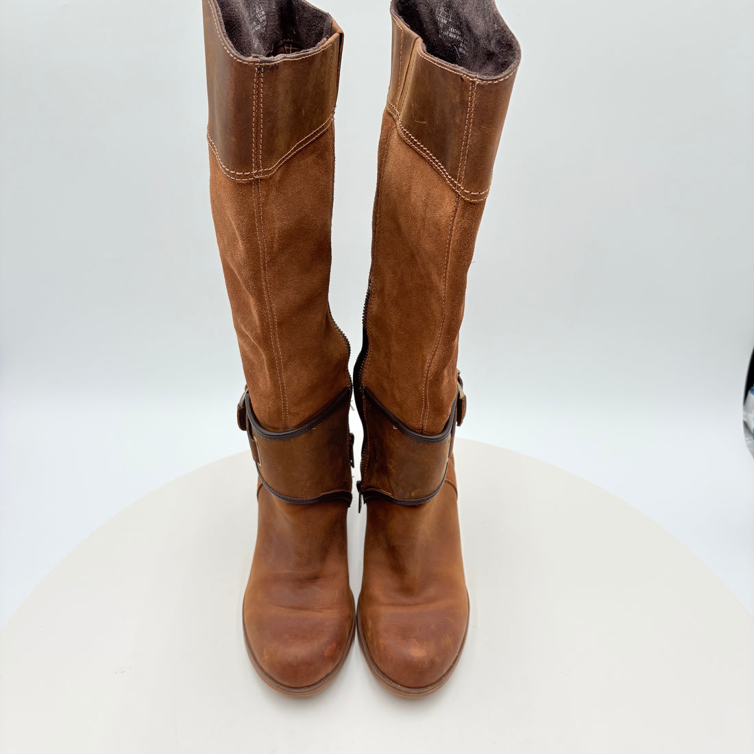 Timberland women's leather 3" heel boots, 17" overall height