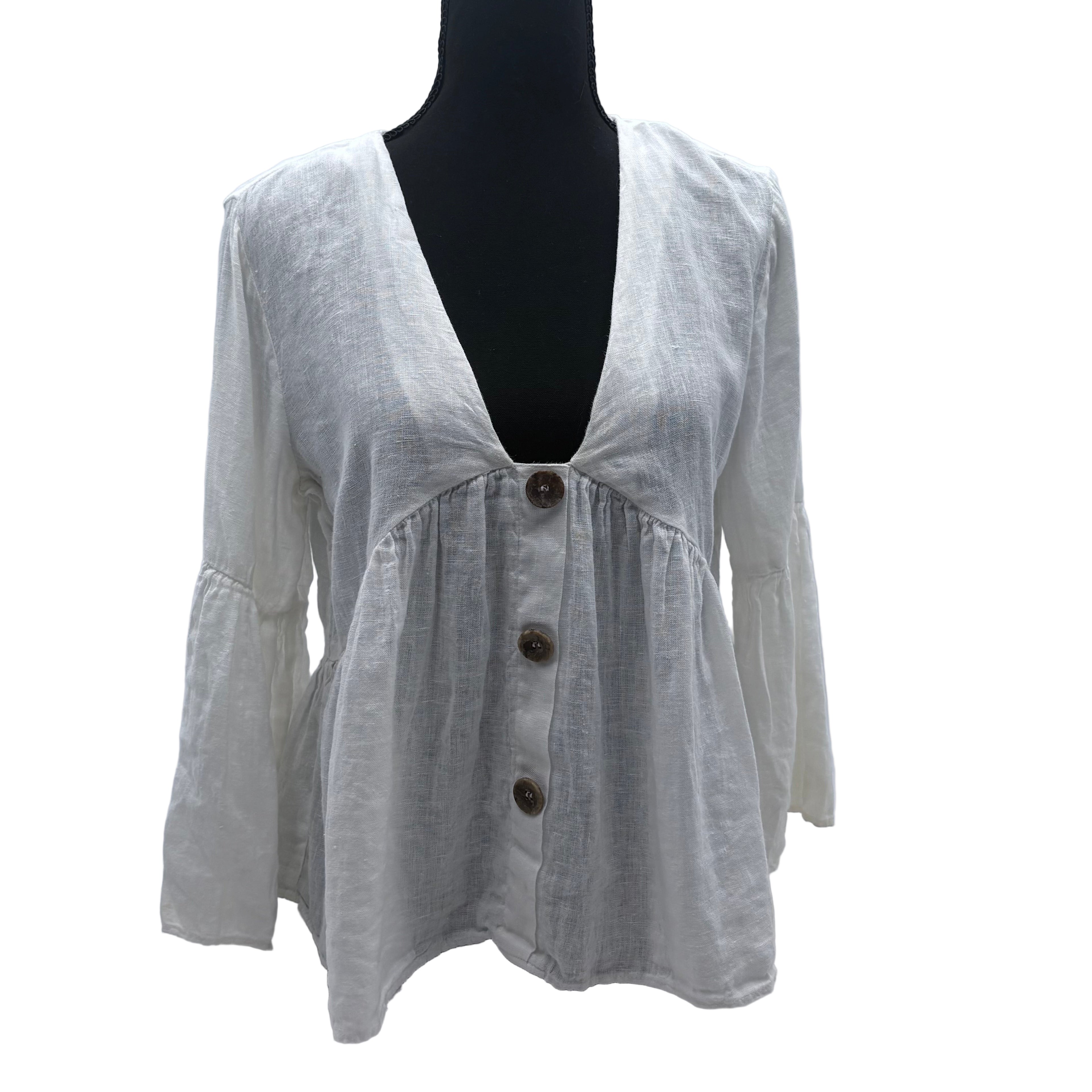 Zara Long sleeve Linen shirt, size medium