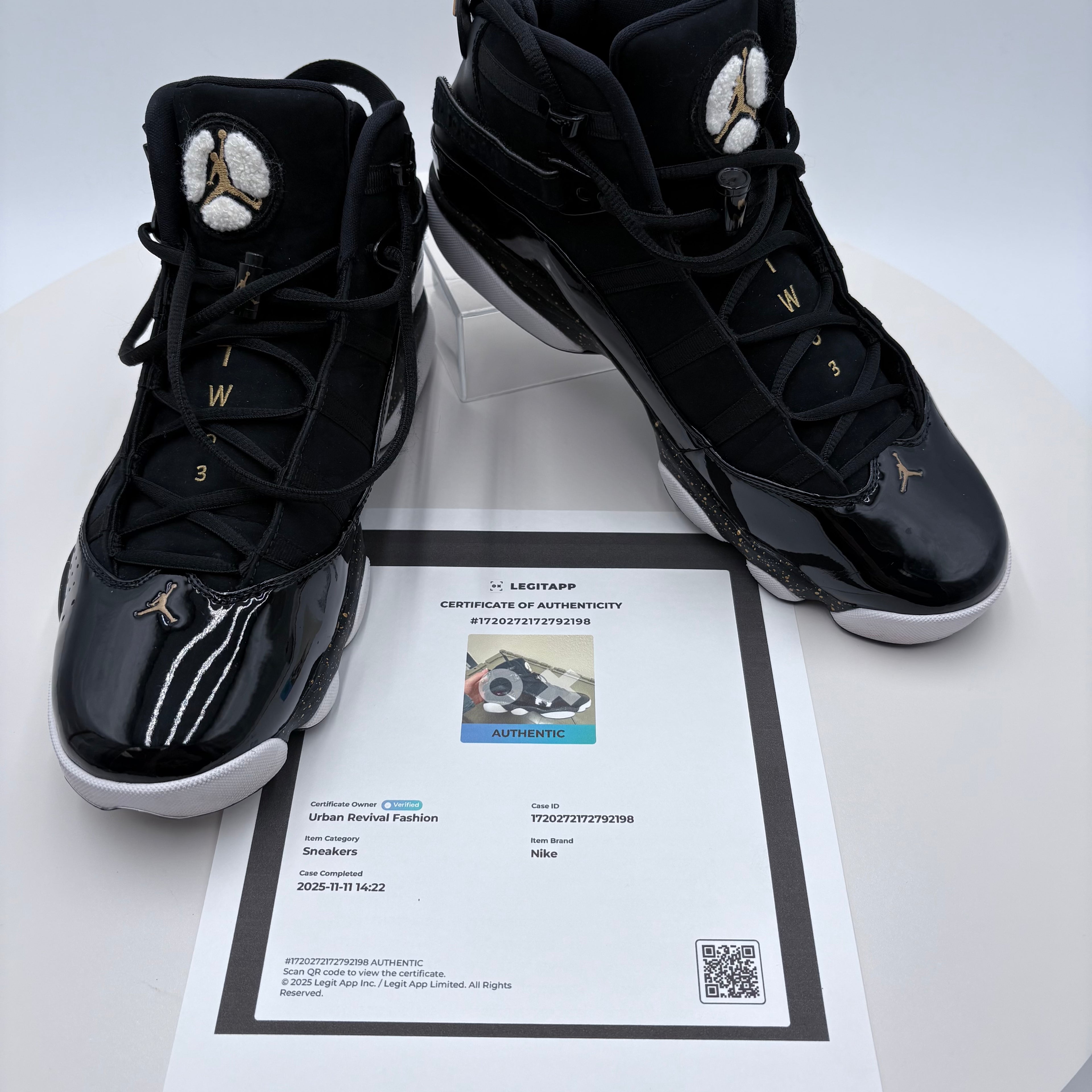 Jordan 6 Rings Black Metallic Gold White (322992-007) Authenticated