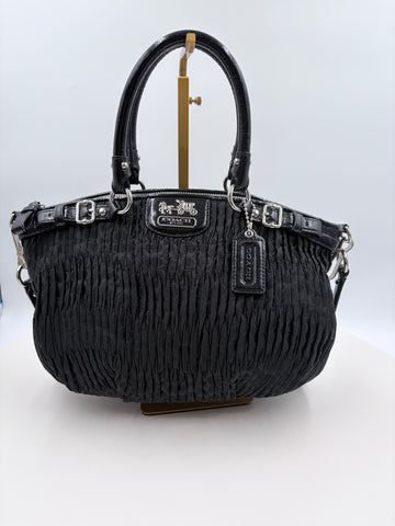 Coach Madison pleated Black Handbag with extra strap