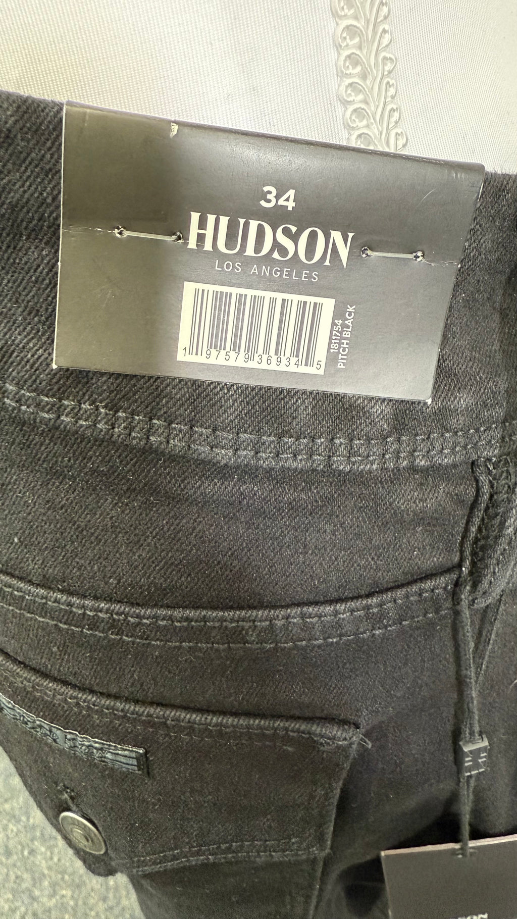Hudson Los Angeles Black Straight leg jeans NWT, size 14, waist 34"