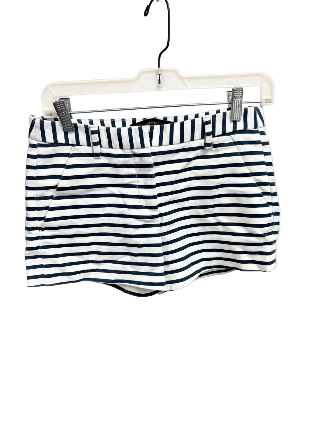 Zara Basic white and blue stripped shorts