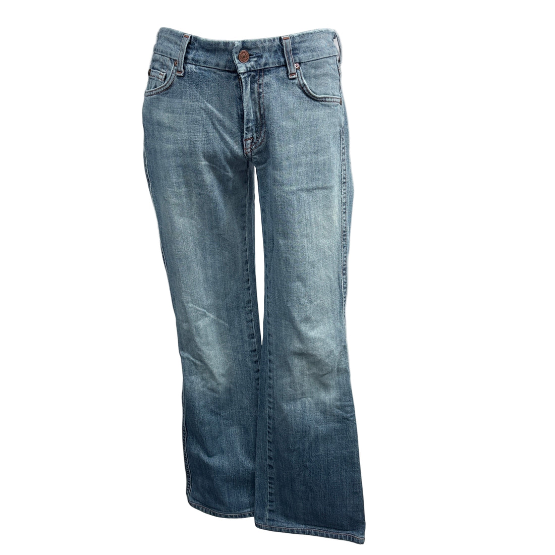 Pair of blue jeans on a white background