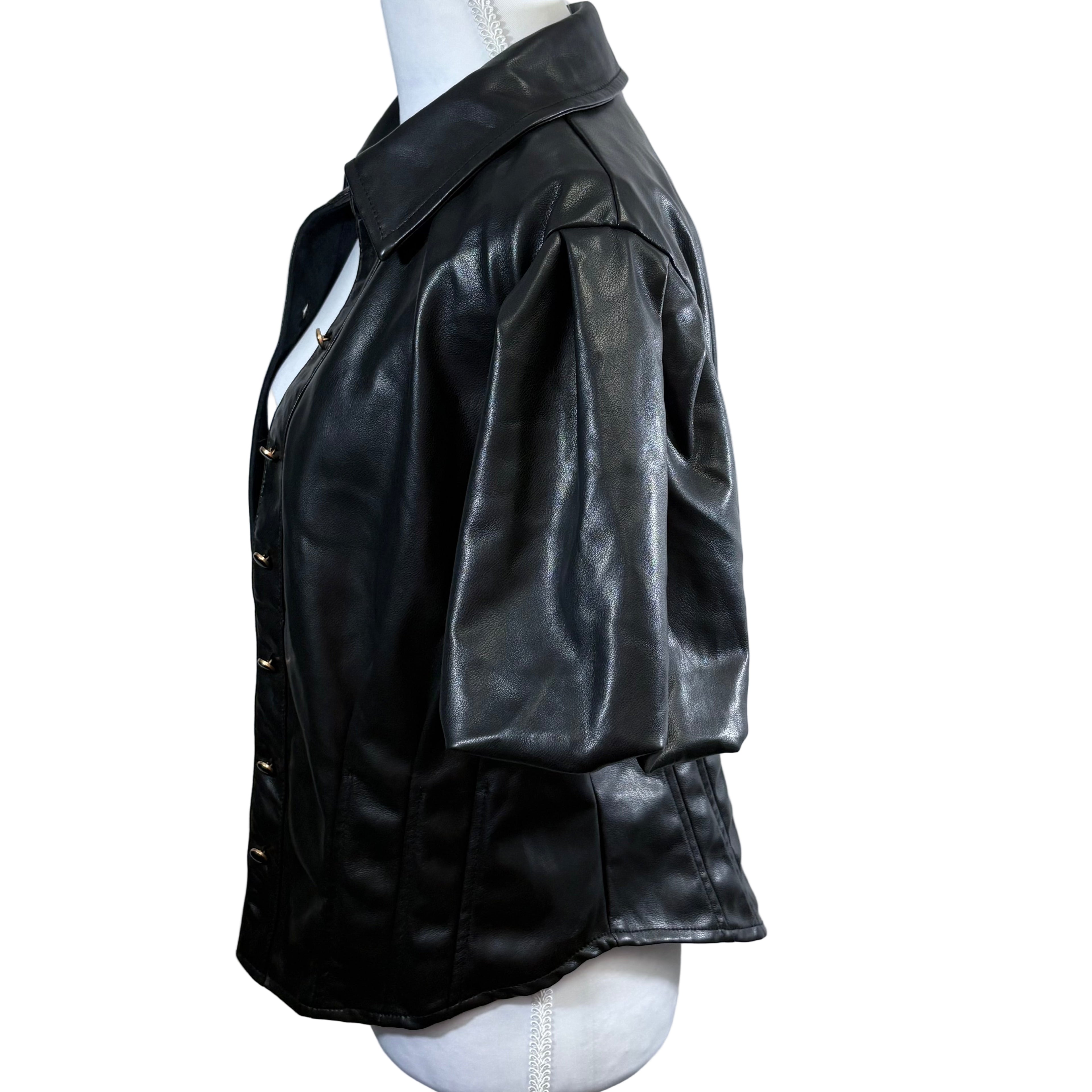 Bagatelle New York short sleeve faux leather women's light jacket, size large