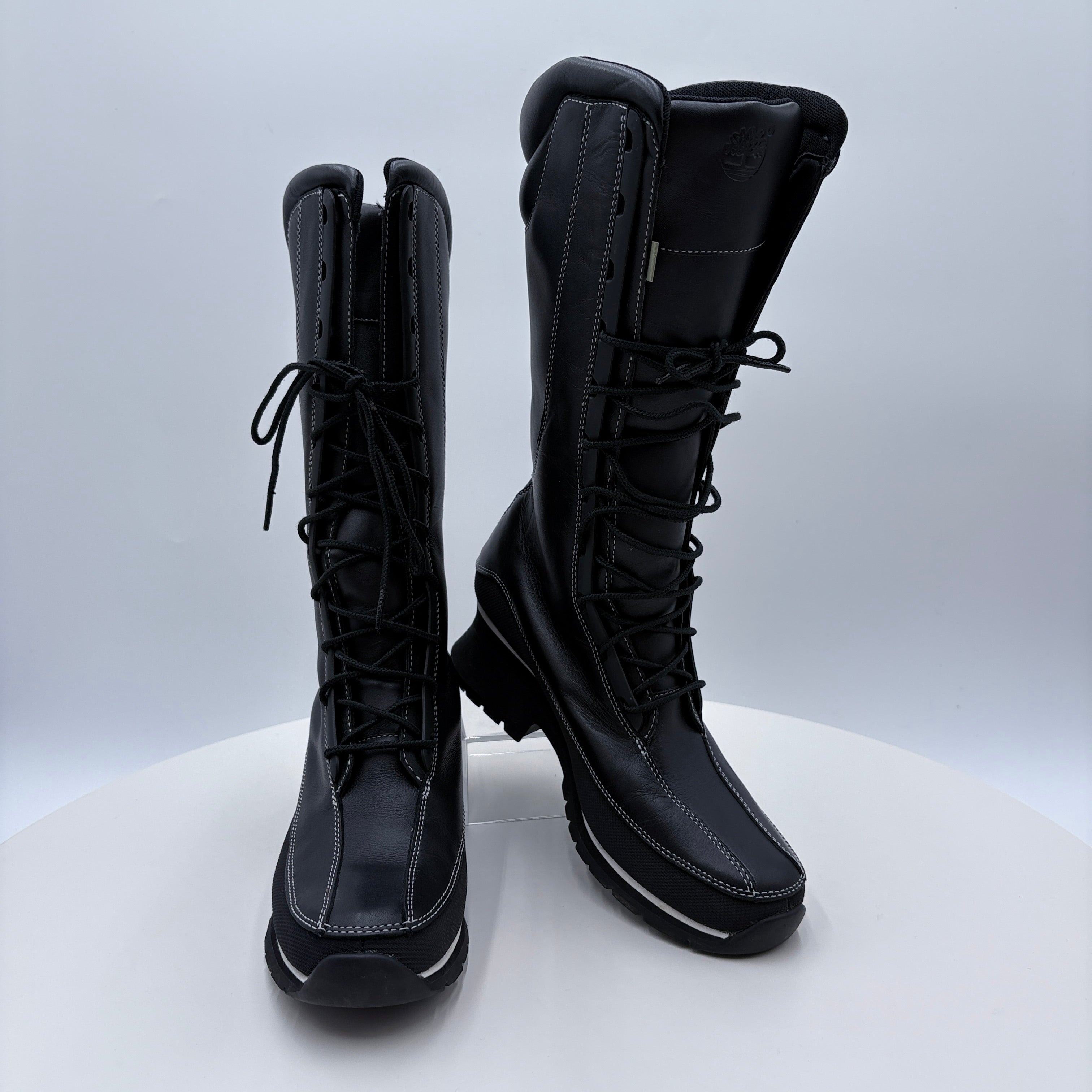 Timberland Black with White stitching women's dress boots