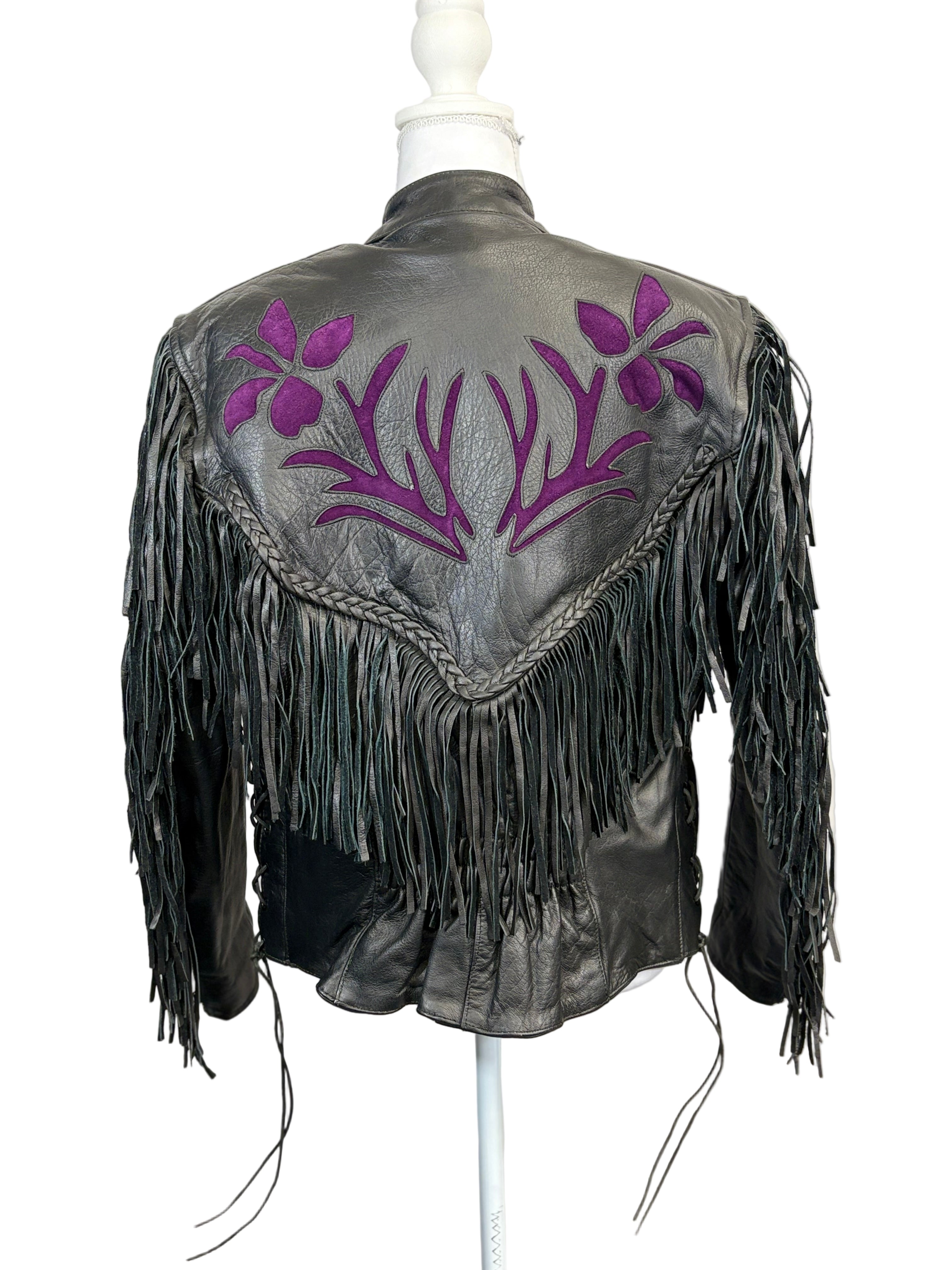 UNIK leather apparels fringed leather jacket with zip in liner, size small