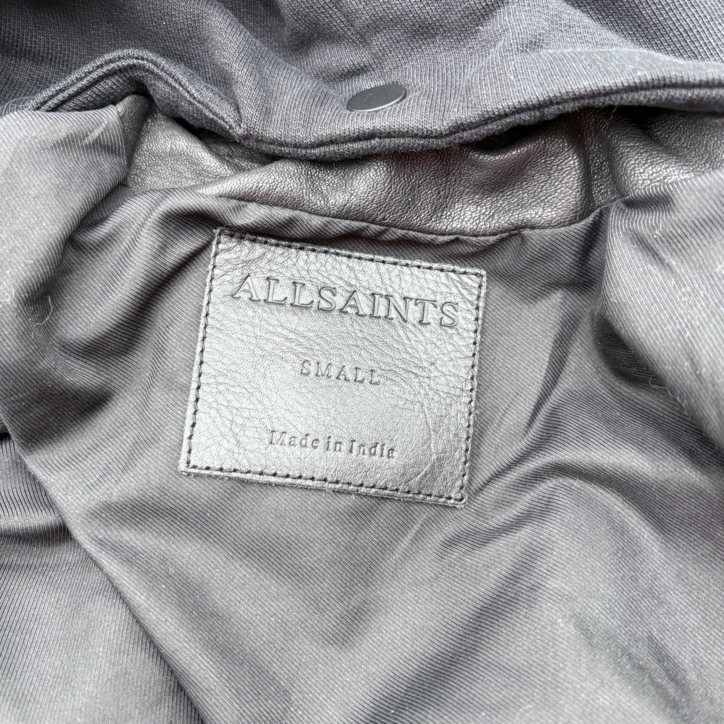 Allsaints Leather jacket with hood, size small