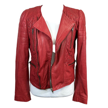 Zara Sheep skin leather red jacket with studs, size small