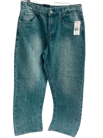 Blank New York rhinestone straight leg blue jeans, NWT