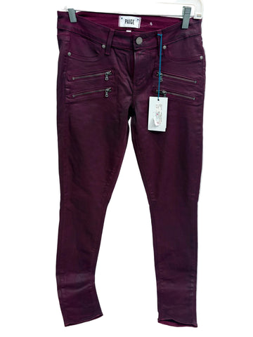 Paige Edgemont wine red skinny jeans, NWT