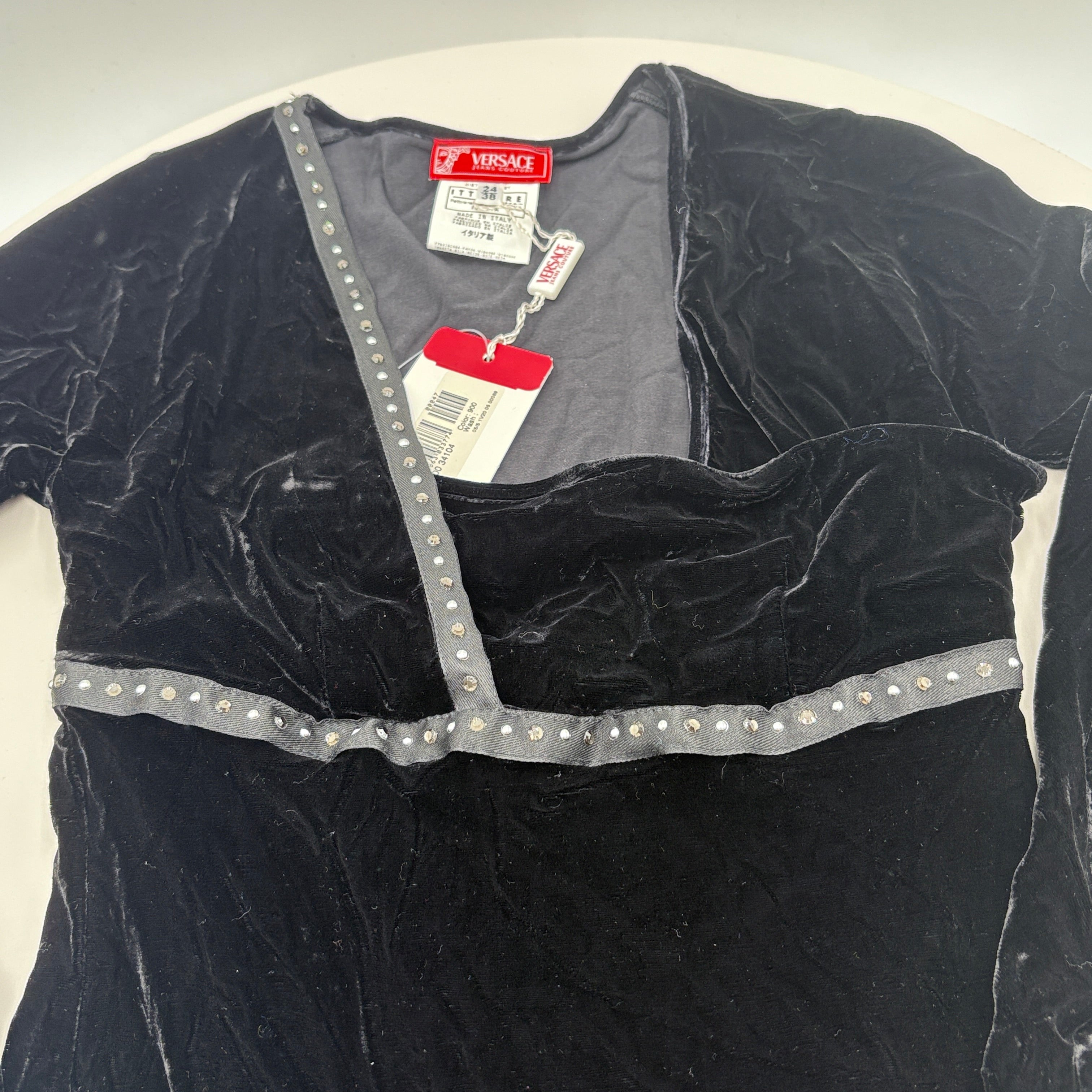 Authenticated Versace Black velvet dress, size extra small