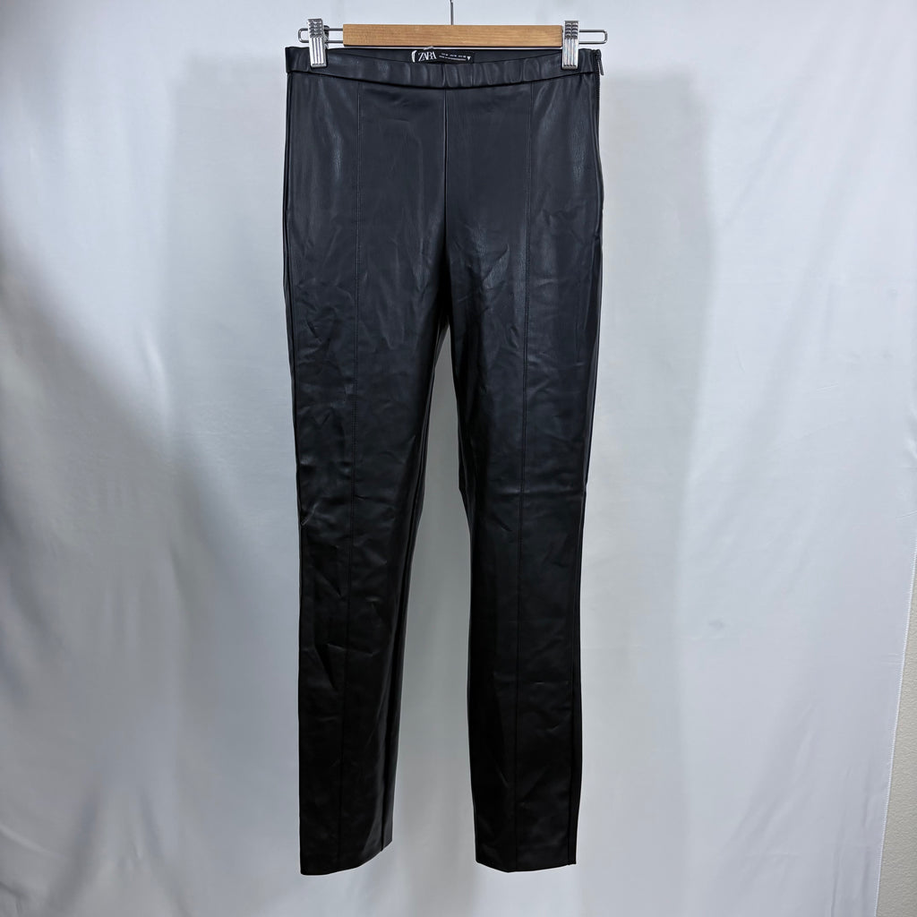 Zara skinny leg faux leather pants, size medium, waist 26"