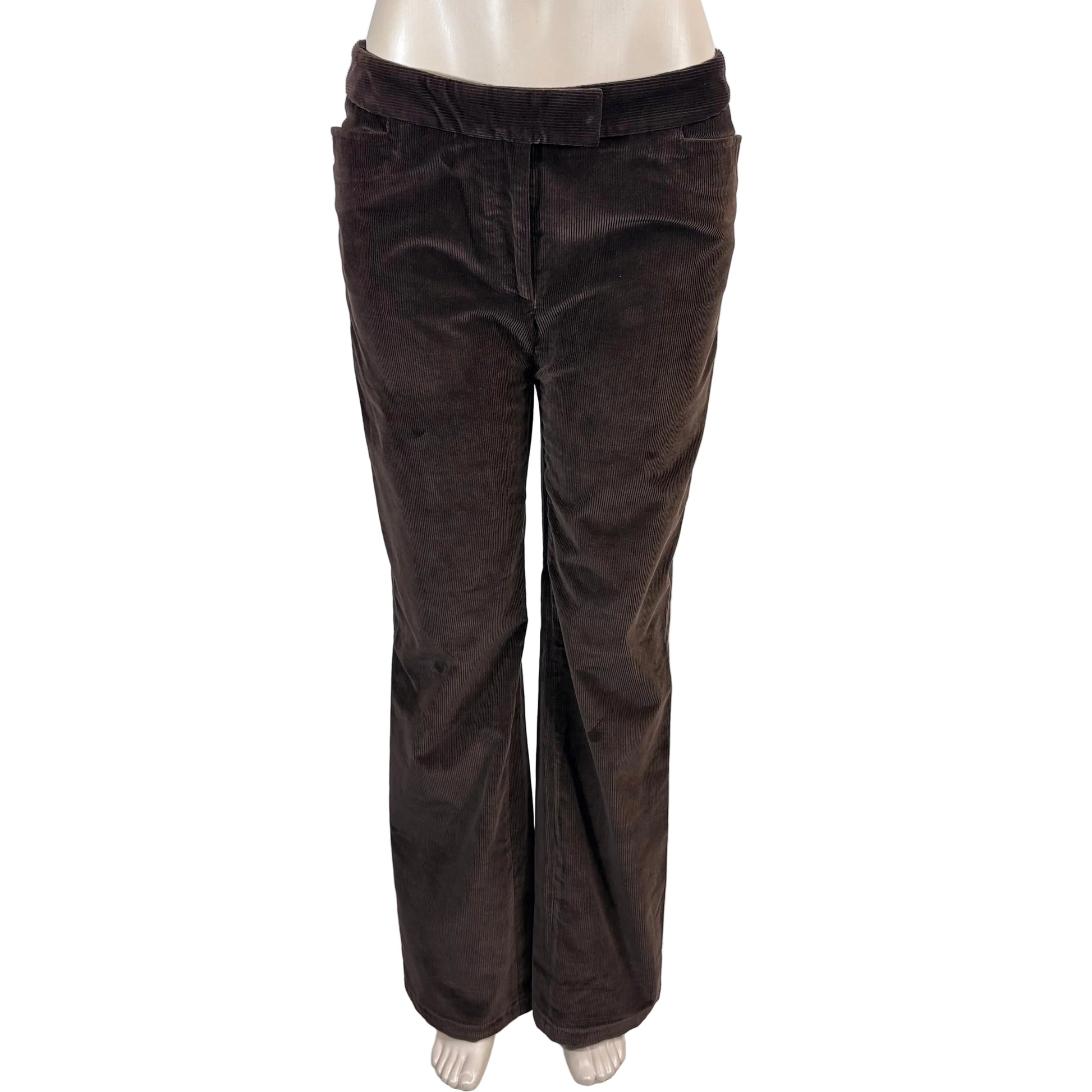 Brown corduroy pants on a white background