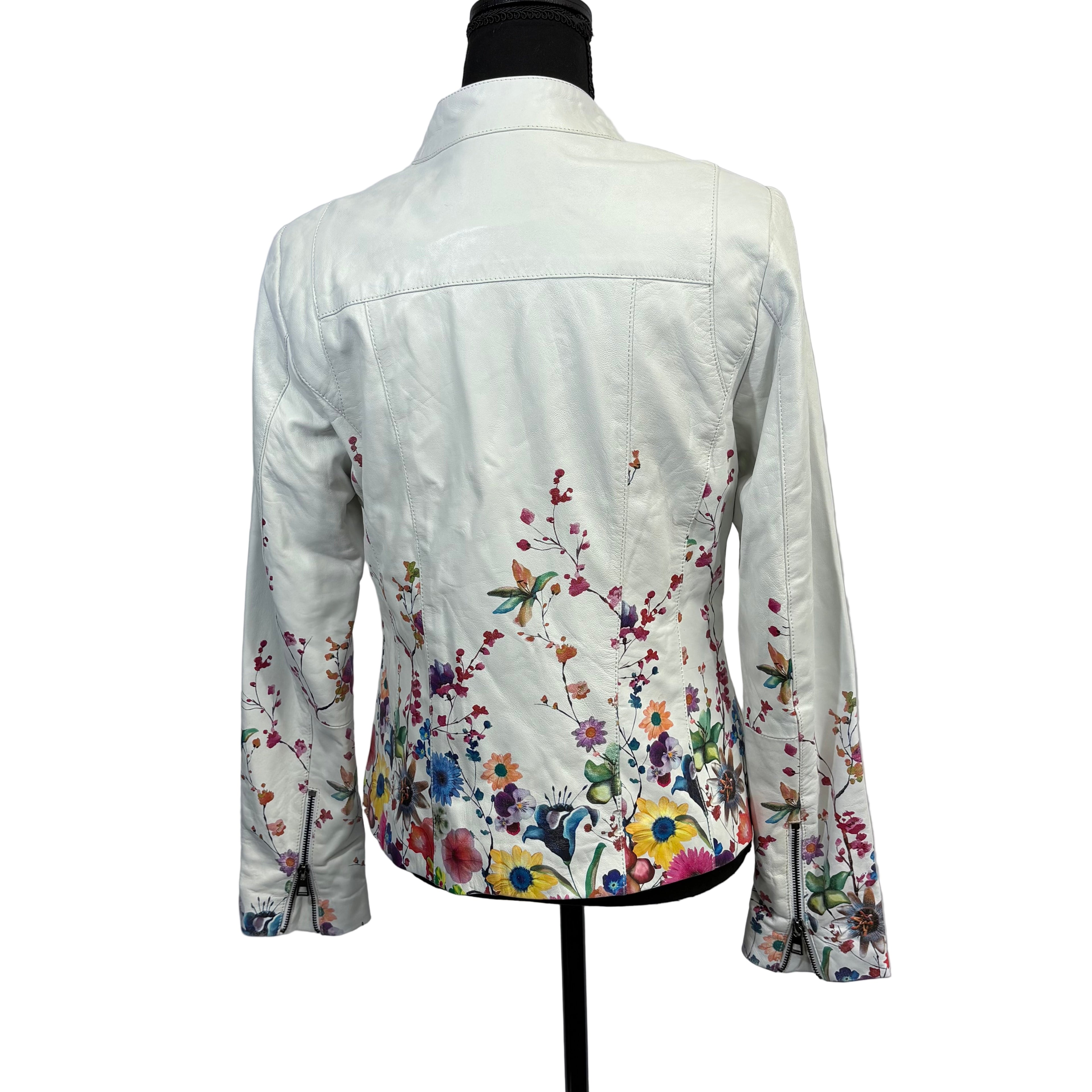 Overland lamb leather floral leather jacket, size medium