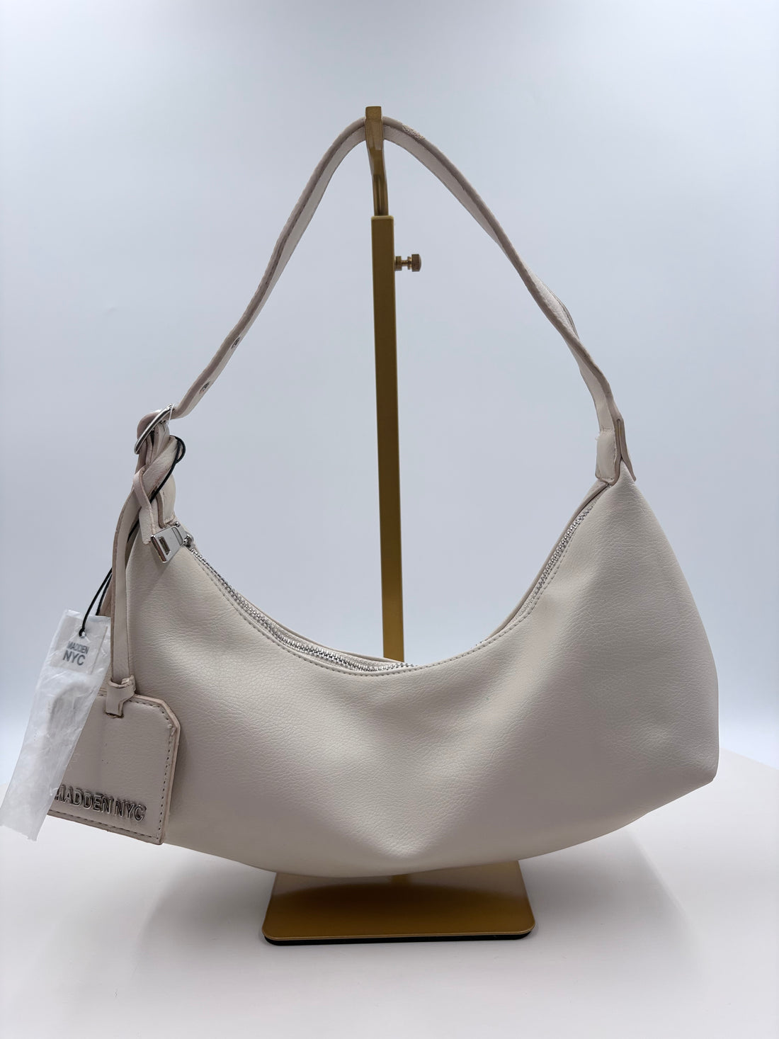 Madden NYC Cream Half Moon Handbag