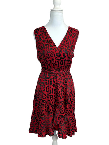 Alice +vOlivia one-of-a-kind red and black sleeveless leopard print dress
