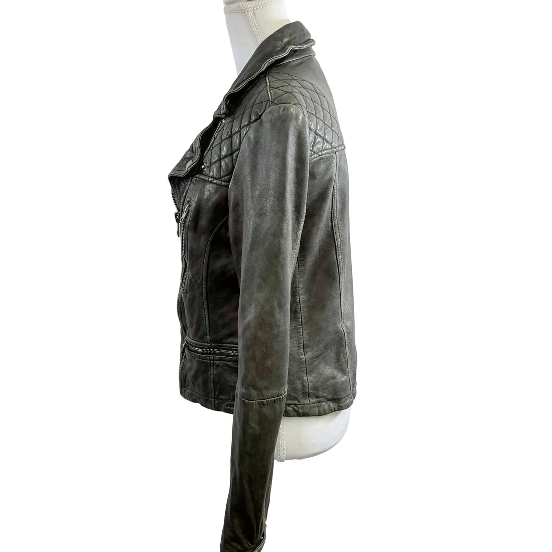 All Saints biker style leather jacket, size 12