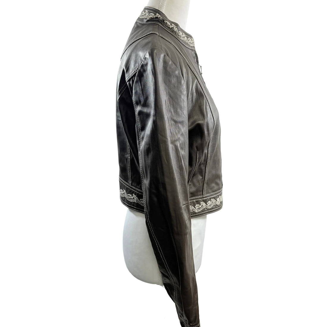 Nicola Berti crop top leather jacket, size medium